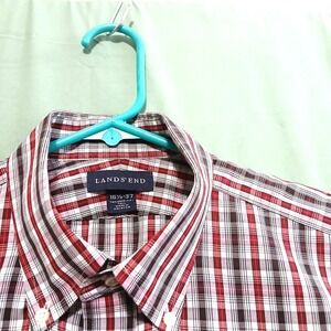 Lands End No Iron Oxford Dress Shirt Men's 16.5 - 37 Tall Long Sleeve